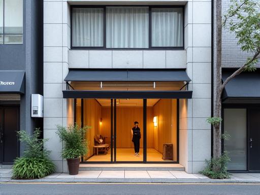 神楽坂の静かな通りに面したGinga Ruten店舗のモダンな外観